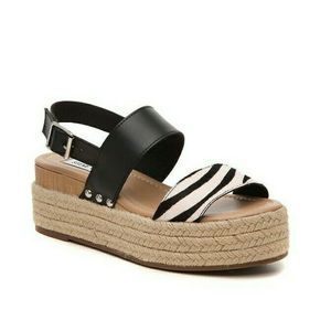 Steve Madden Fifer Espadrille Zebra Print Platform Sandals